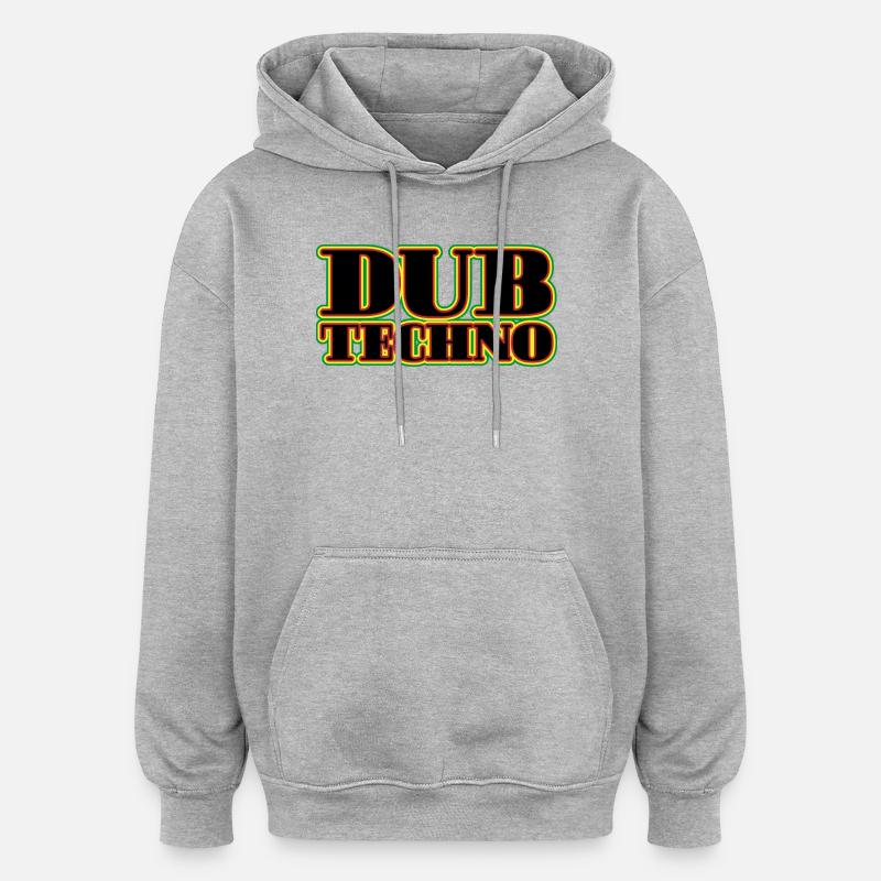 Dub Techno Neon Rétro - Sweat à capuche oversize unisexe - gris chiné