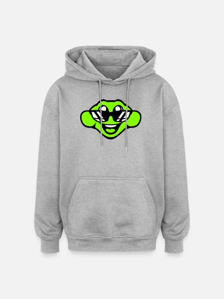 frog toad cool sunglasses laughing happy cute - Oversized Unisex Hoodie - heather grey