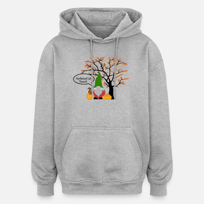 Gnome d’automne - Sweat à capuche oversize unisexe - gris chiné