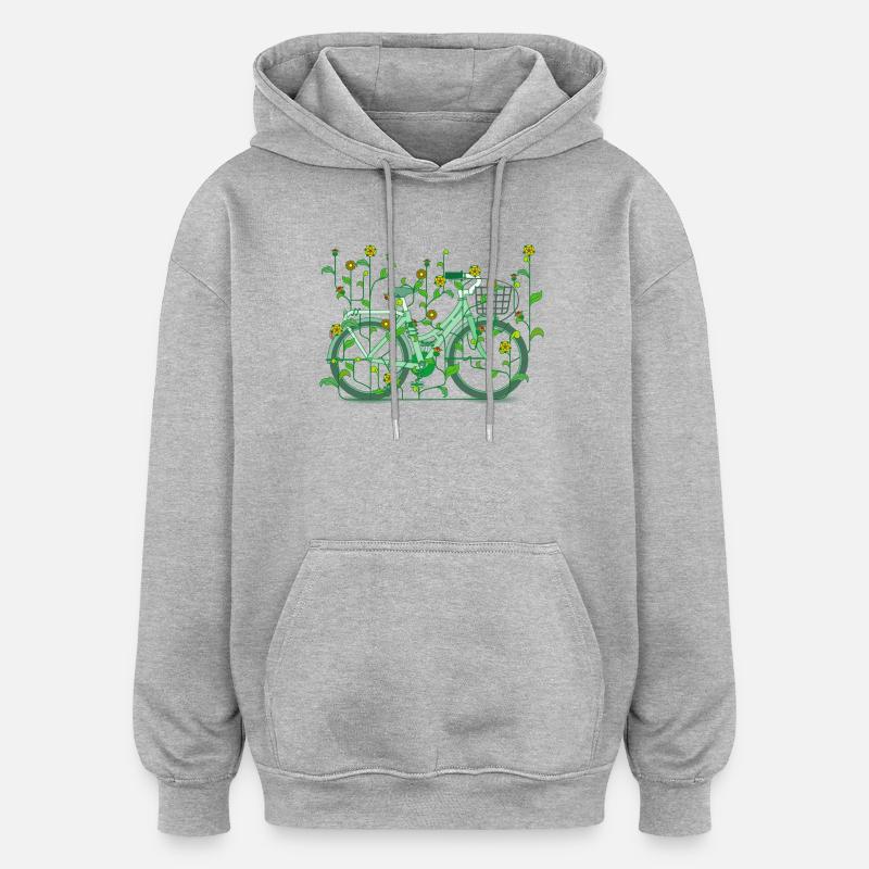 Vélo floral - Bloomy Bicycle - Sweat à capuche oversize unisexe - gris chiné