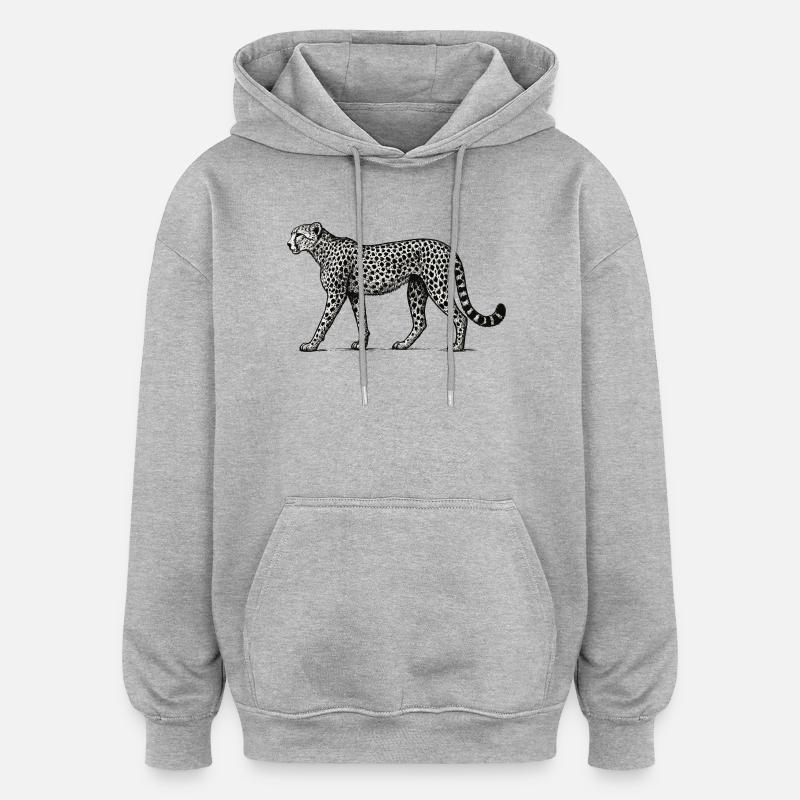 Black and White Leopard Pattern - Oversized Unisex Hoodie - heather grey