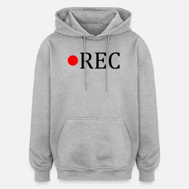 Rec - Sweat à capuche oversize unisexe - gris chiné