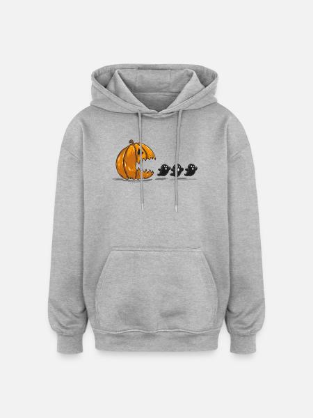 Pumpkin Stalks Halloween Ghosts - Oversized Unisex Hoodie - heather grey