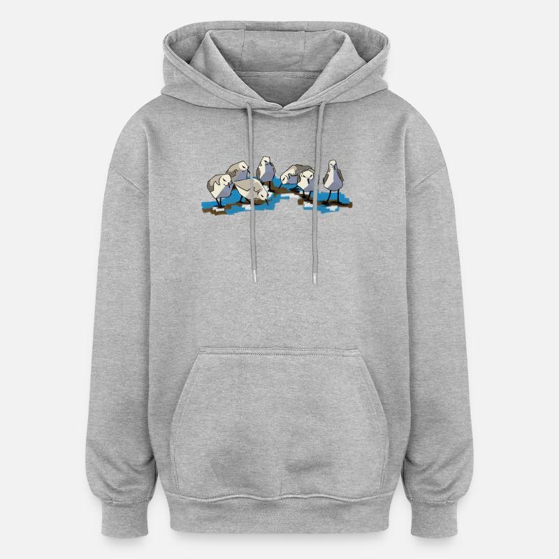 Oiseaux à Waterplas, beaux et joyeux - Sweat à capuche oversize unisexe - gris chiné