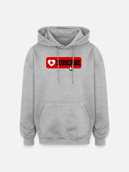 Fabulous YouTube Channel Subscribe Button Icon - Oversized Unisex Hoodie - heather grey