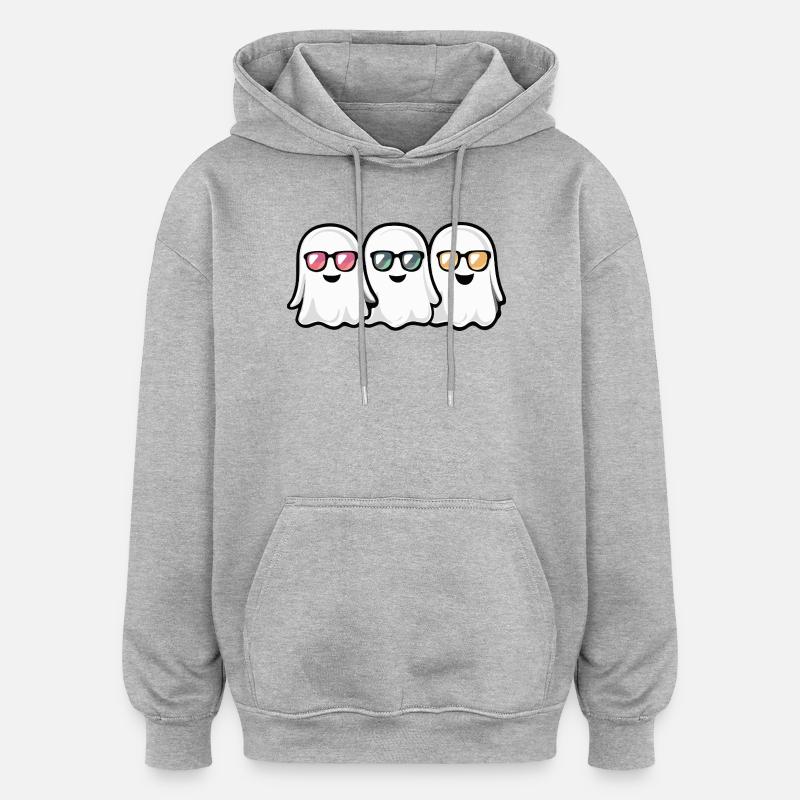 Fantômes Halloween - Sweat à capuche oversize unisexe - gris chiné