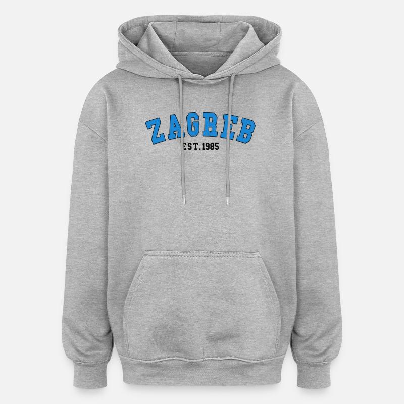 Zagreb Est.1985 - Sweat à capuche oversize unisexe - gris chiné