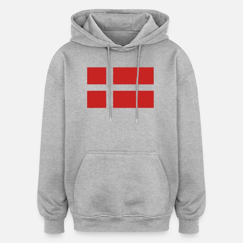 Drapeau du Danemark - Sweat à capuche oversize unisexe - gris chiné
