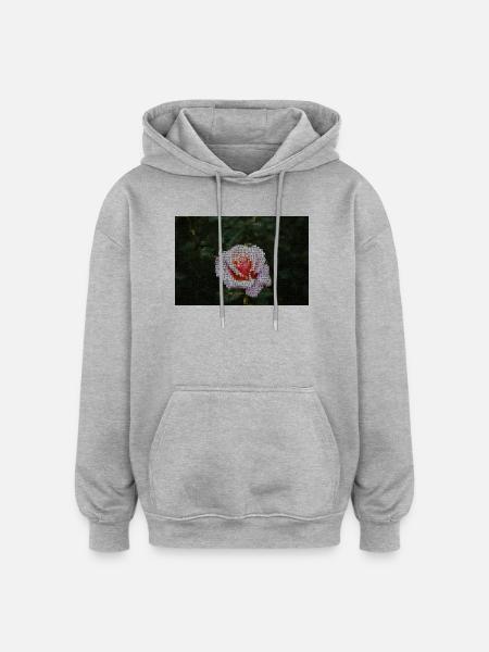 Rose mosaic in the night green - Oversized Unisex Hoodie - heather grey