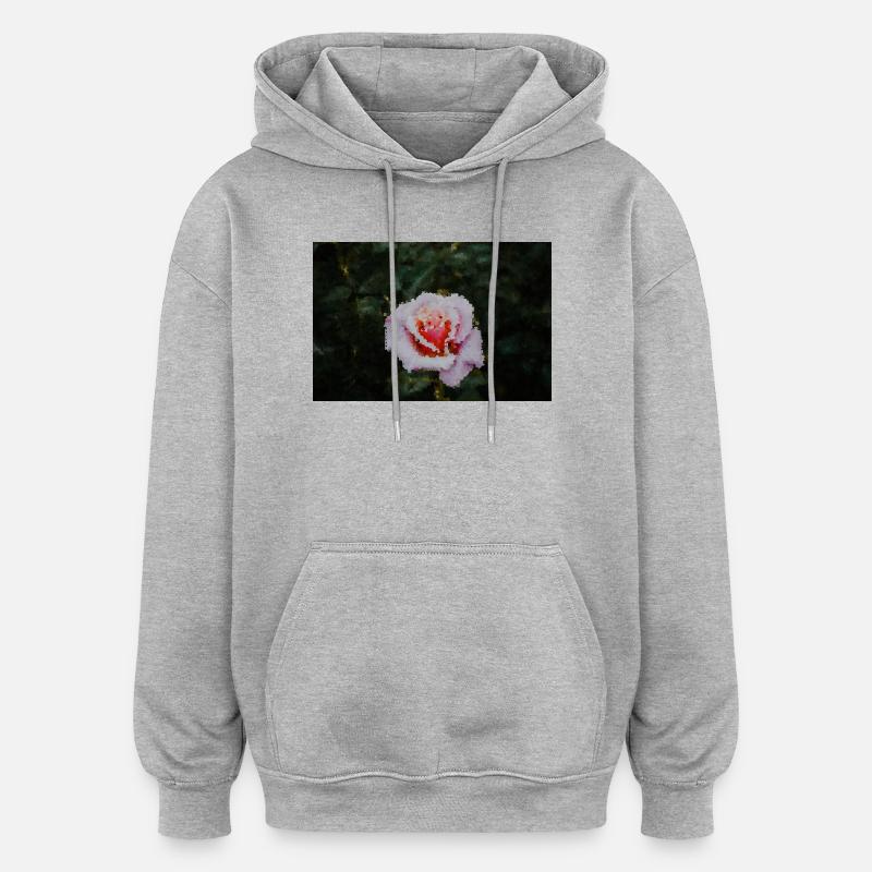 Aquarelle rose en style pixel - Sweat à capuche oversize unisexe - gris chiné