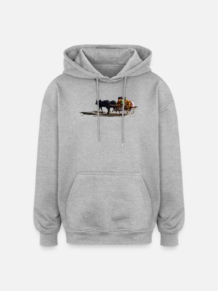 African donkey carriage and passengers - Oversized Unisex Hoodie - heather grey