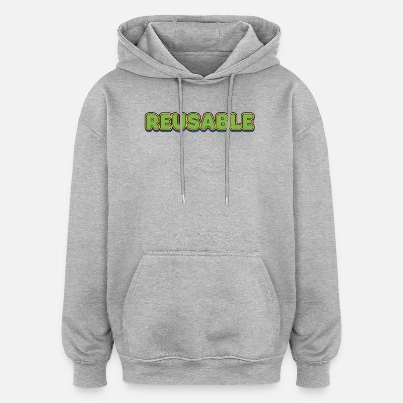 Lettrage à bulles réutilisable - Sweat à capuche oversize unisexe - gris chiné