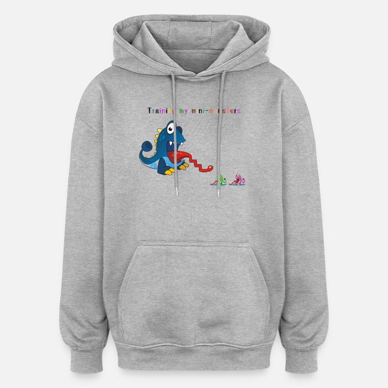 Entraîner mes monstres - Sweat à capuche oversize unisexe - gris chiné
