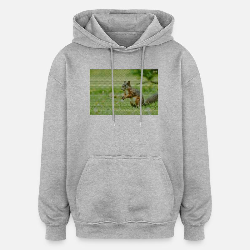 Motif de forêt d’écureuil - Sweat à capuche oversize unisexe - gris chiné