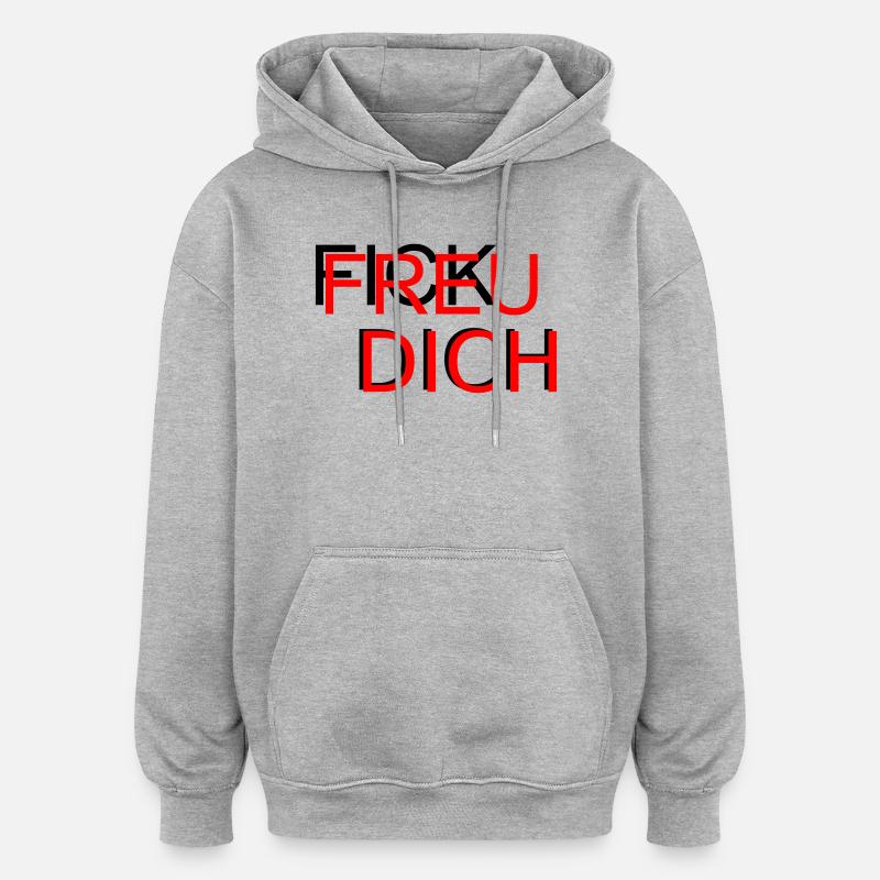 Fick Freu - Sweat à capuche oversize unisexe - gris chiné