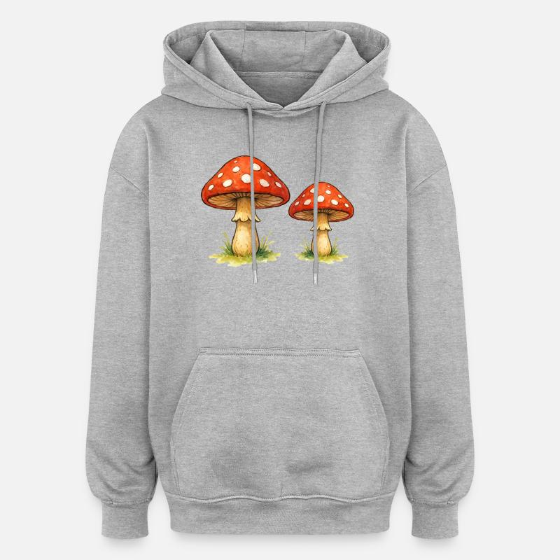 Red toadstools in the grass - Oversized Unisex Hoodie - heather grey