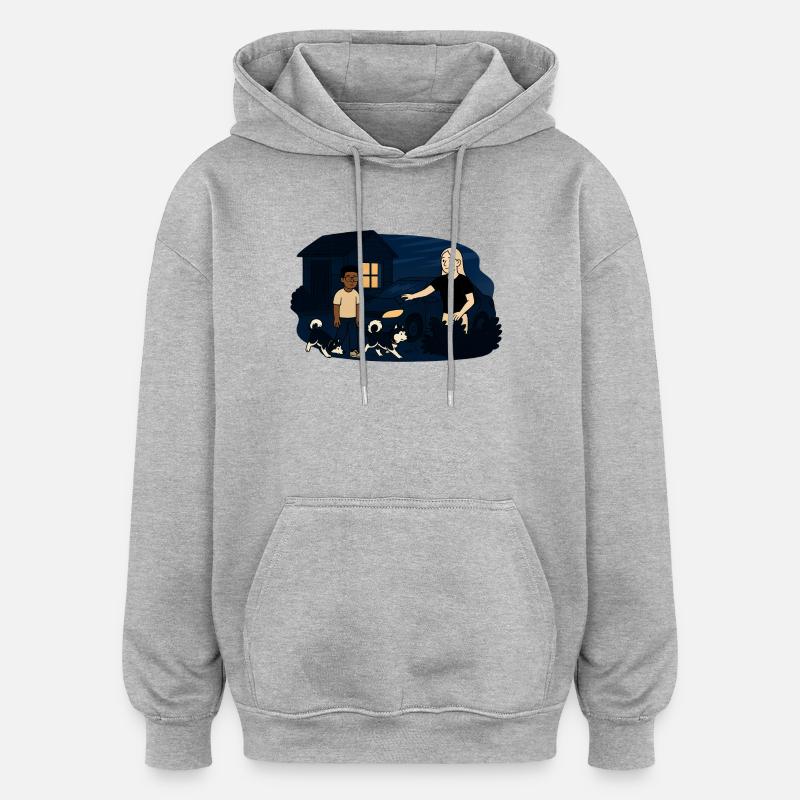 Heures - Sweat à capuche oversize unisexe - gris chiné