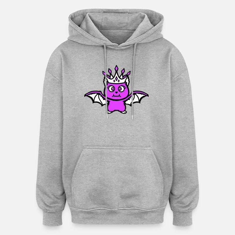 Mignon Chauve-souris Princesse Couronne Cils Halloween - Sweat à capuche oversize unisexe - gris chiné