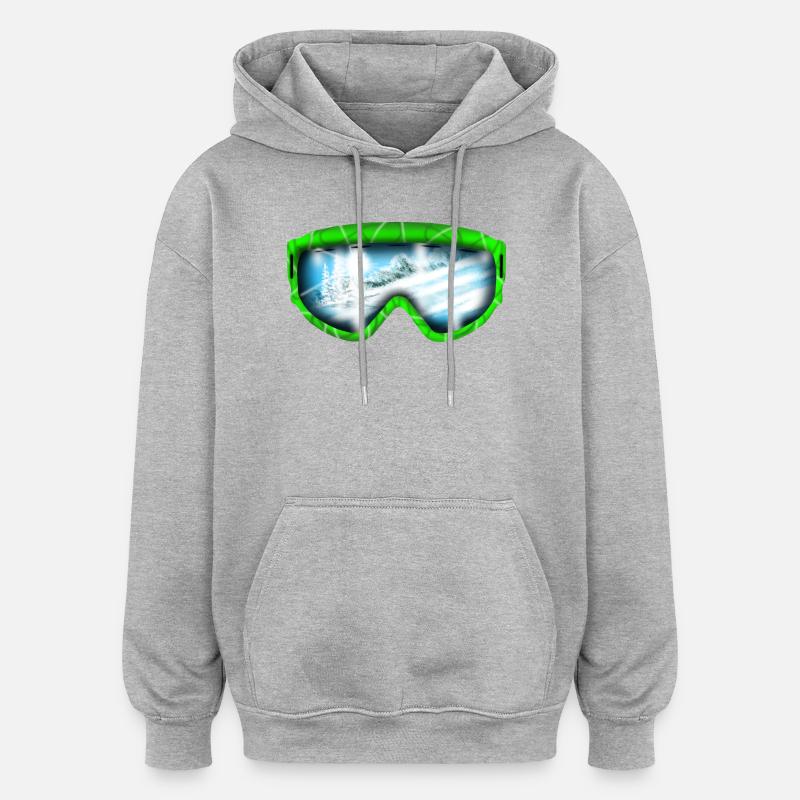 Glacier View Neon Goggle Design - Sweat à capuche oversize unisexe - gris chiné