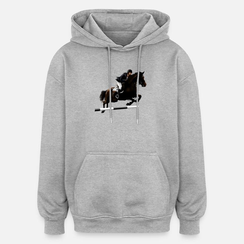Cheval cabré avec cavalier - Sweat à capuche oversize unisexe - gris chiné