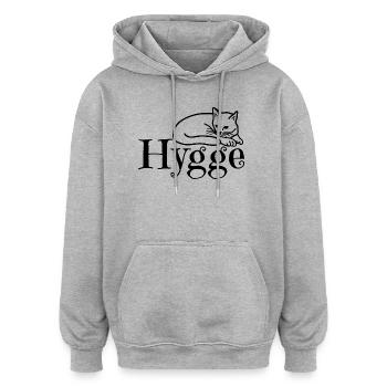Hygge avec chat - Sweat à capuche oversize unisexe - gris chiné - Devant - Noah (186cm)