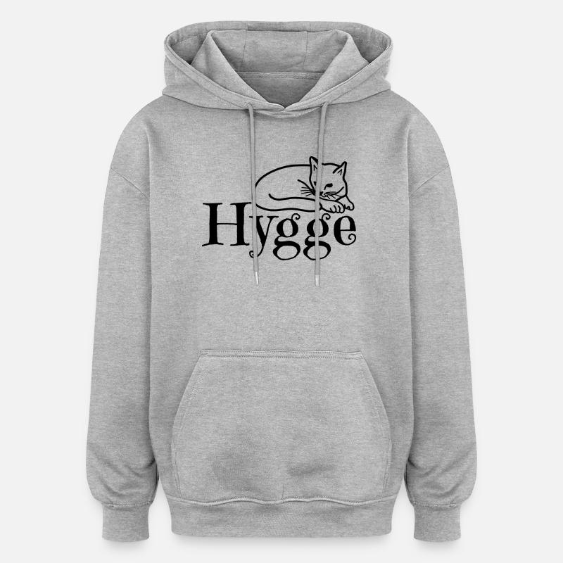 Hygge avec chat - Sweat à capuche oversize unisexe - gris chiné
