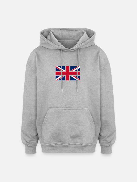 Stilisierte Flaggenkreuzdiagonalen UK - Oversized Unisex Hoodie - Grau meliert
