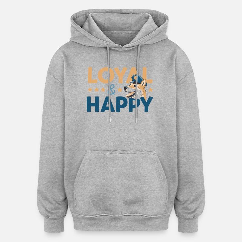 Loyal & Happy Graphic - Sweat à capuche oversize unisexe - gris chiné