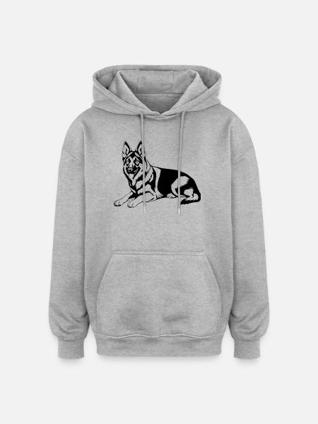 German Shepherd Dog T-shirt Gift - Oversized Unisex Hoodie - heather grey