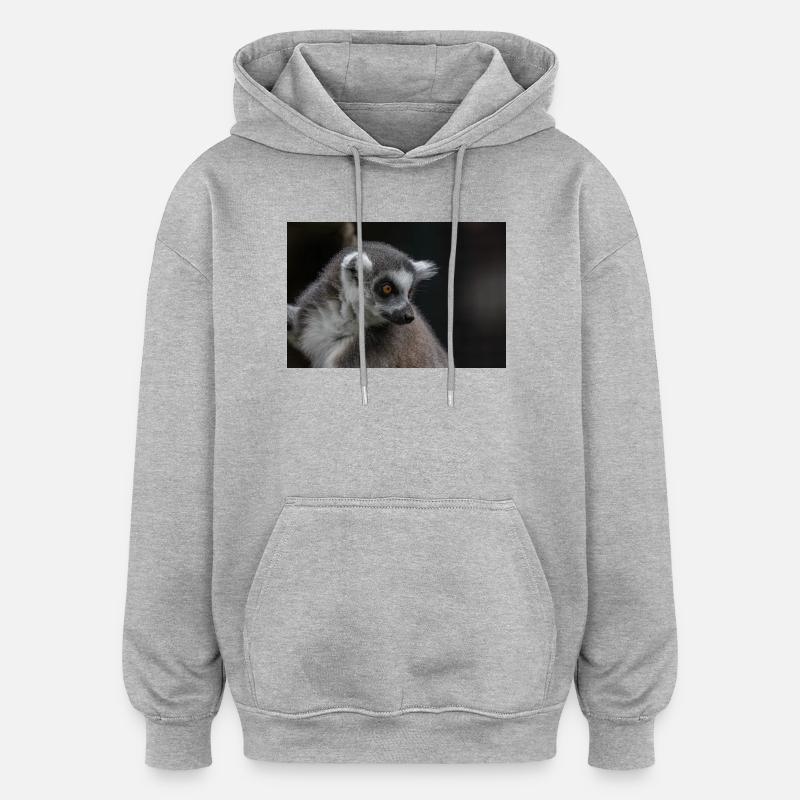 Lémurien à queue annelée - Sweat à capuche oversize unisexe - gris chiné