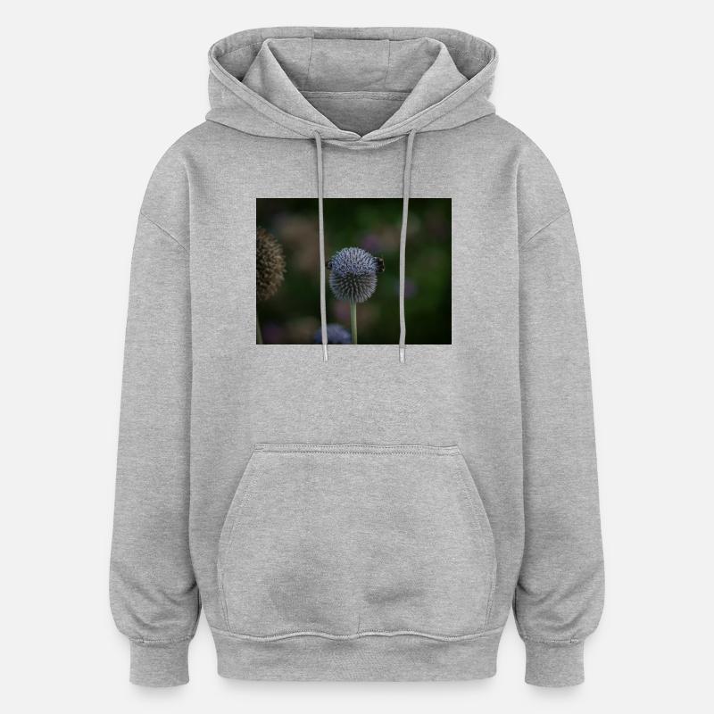 Api su cardo globo viola - Felpa con cappuccio unisex oversize - grigio melange