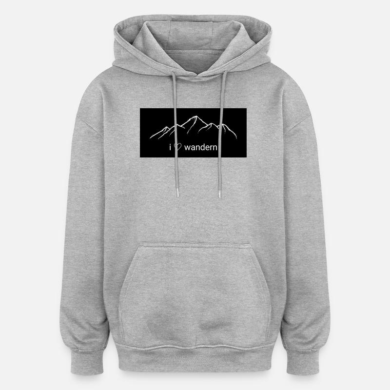 Bergshilouette J’adore la randonnée - Sweat à capuche oversize unisexe - gris chiné