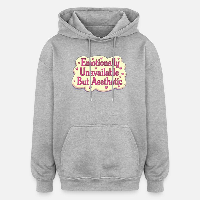 Esthétique rétro émotionnellement indisponible - Sweat à capuche oversize unisexe - gris chiné