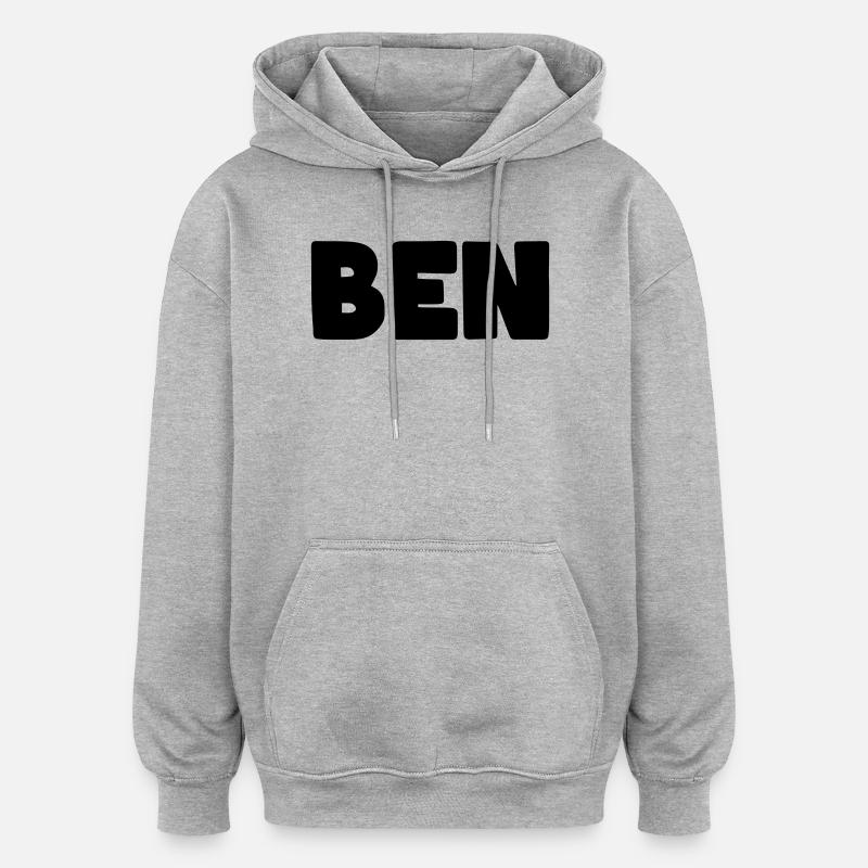 Nom Ben - Sweat à capuche oversize unisexe - gris chiné
