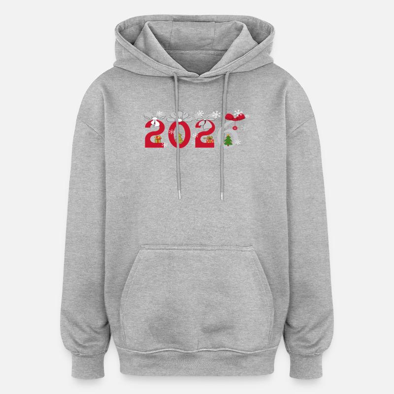 Jour de l’An 2026 - Sweat à capuche oversize unisexe - gris chiné