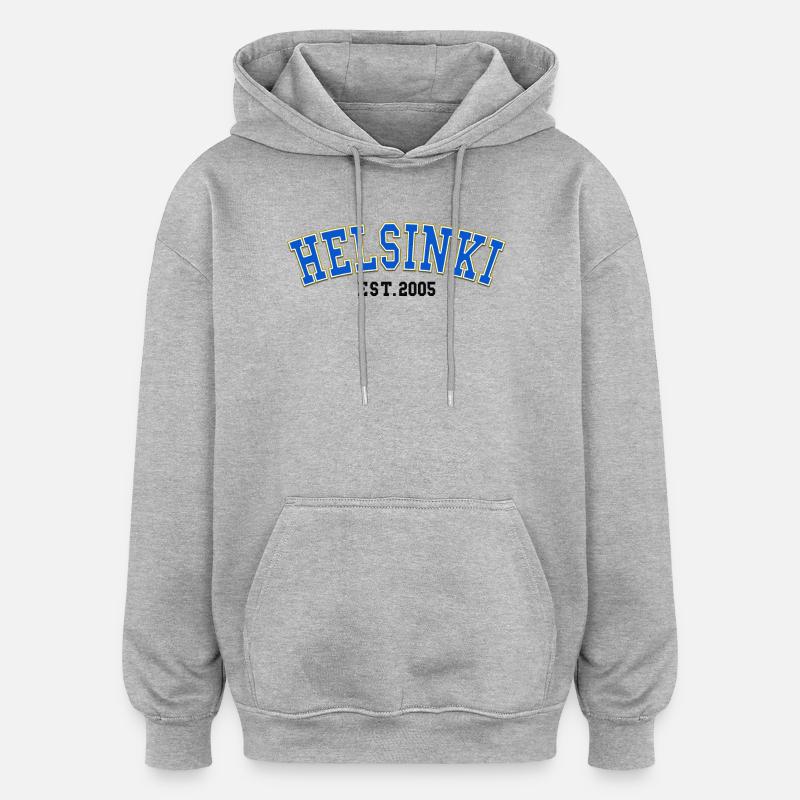 Helsinki est.2005 - Sweat à capuche oversize unisexe - gris chiné