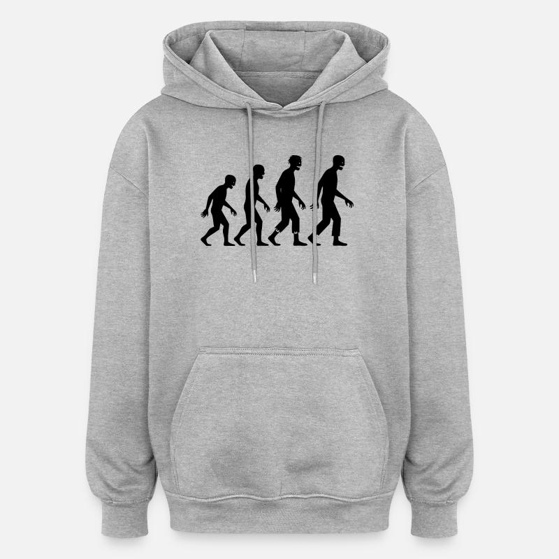Évolution des zombies - Sweat à capuche oversize unisexe - gris chiné