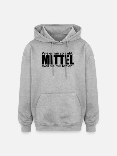 Mittel - Oversized Unisex Hoodie - Grau meliert