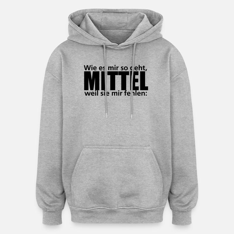 Mittel - Oversized Unisex Hoodie - Grau meliert