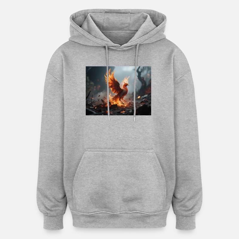 Feuerphönix Aufstieg - Oversized Unisex Hoodie - Grau meliert