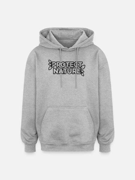 Protect Nature | Umweltschutz Statement Vektor - Oversized Unisex Hoodie - Grau meliert