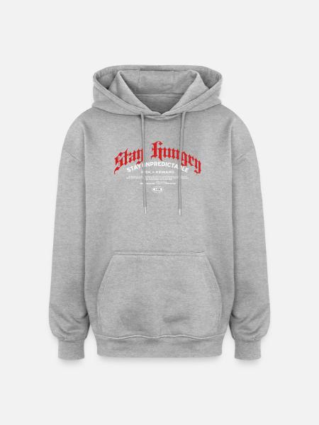Restez affamé – FØURTN Original 2025 - Sweat à capuche oversize unisexe - gris chiné