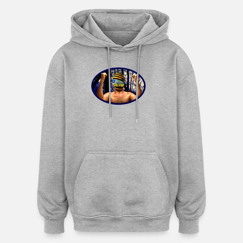 Waldgeist Maskenkrieger - Sweat à capuche oversize unisexe - gris chiné