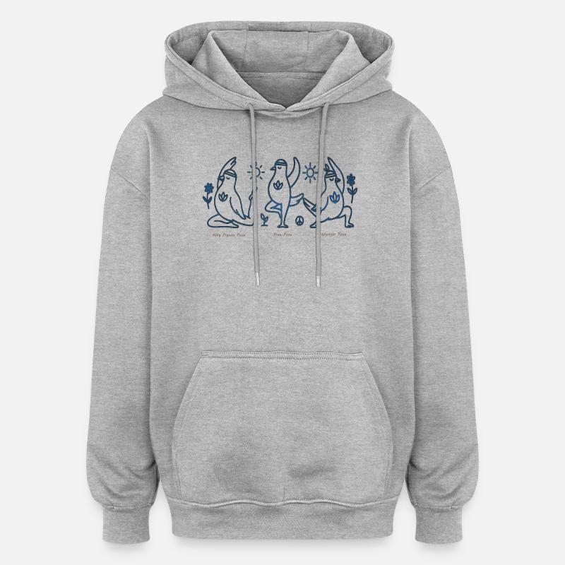 Trois Pingouins en Yoga Boho Peace - Sweat à capuche oversize unisexe - gris chiné