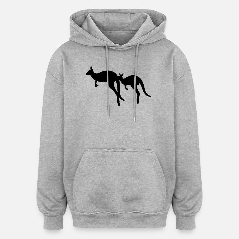 Kangourou - Sweat à capuche oversize unisexe - gris chiné