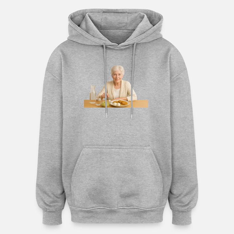 Déjeuner - Sweat à capuche oversize unisexe - gris chiné