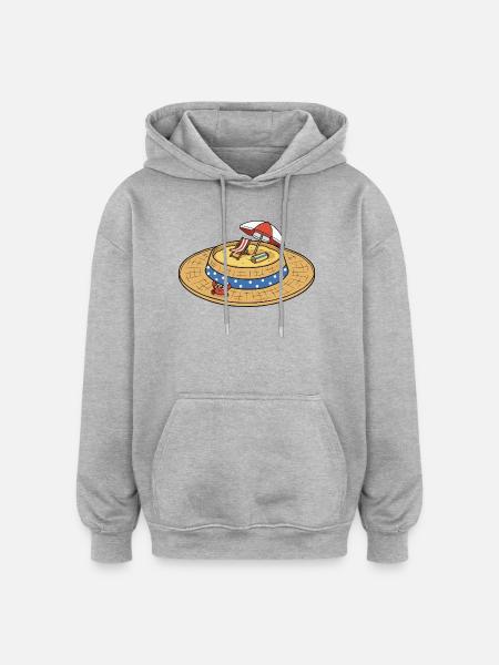 Straw Hat Beach Island - Oversized Unisex Hoodie - heather grey