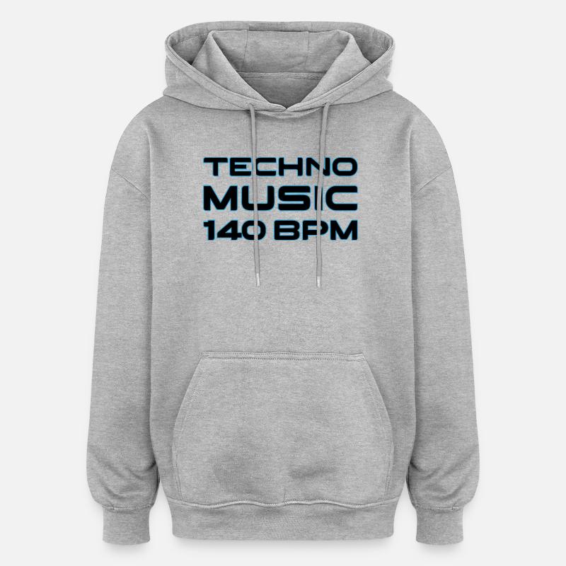 Techno Neon 140 BPM - Sweat à capuche oversize unisexe - gris chiné