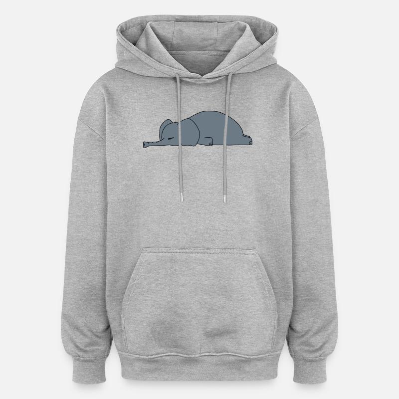 Lazy Elephant Sleeping Funny Sarcasm Animal Design - Oversized Unisex Hoodie - heather grey