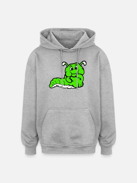 Chenille Ver Timide Amicale Curieux - Sweat à capuche oversize unisexe - gris chiné